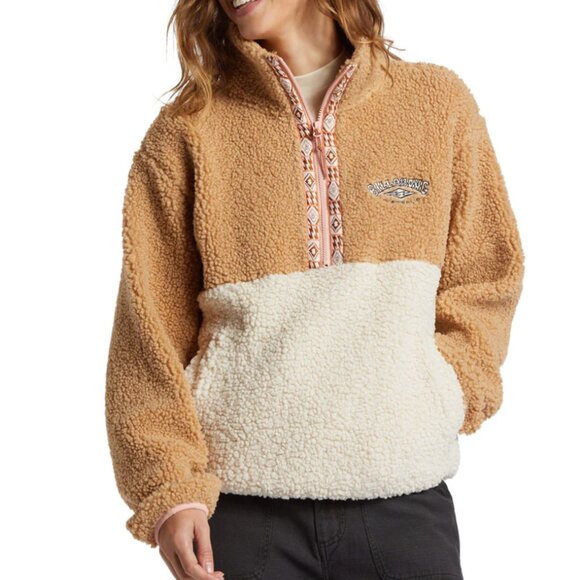NWT New Billabong Womens Horizon Color Block Half-Zip Fleece Pullover Sweatshirt - Picture 1 of 5